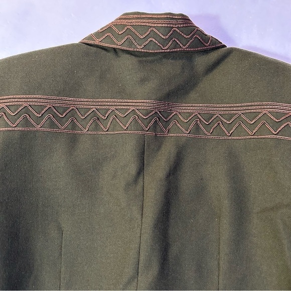 Vintage Stephanie K. Anais Embroidered Lined Wool Blazer Jacket Green Size 38 - Picture 11 of 16